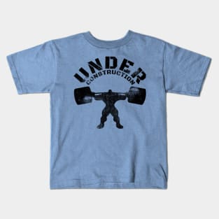 UNDER CONSTRUCTION BARBELL SQUAT Kids T-Shirt